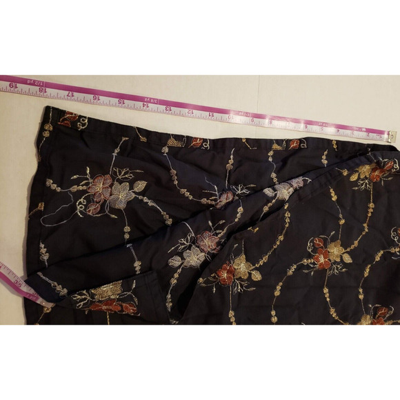 Long Sleeve Slit Black Botanical Size Small Women's Floral Pattern Dress - Picture 7 of 7